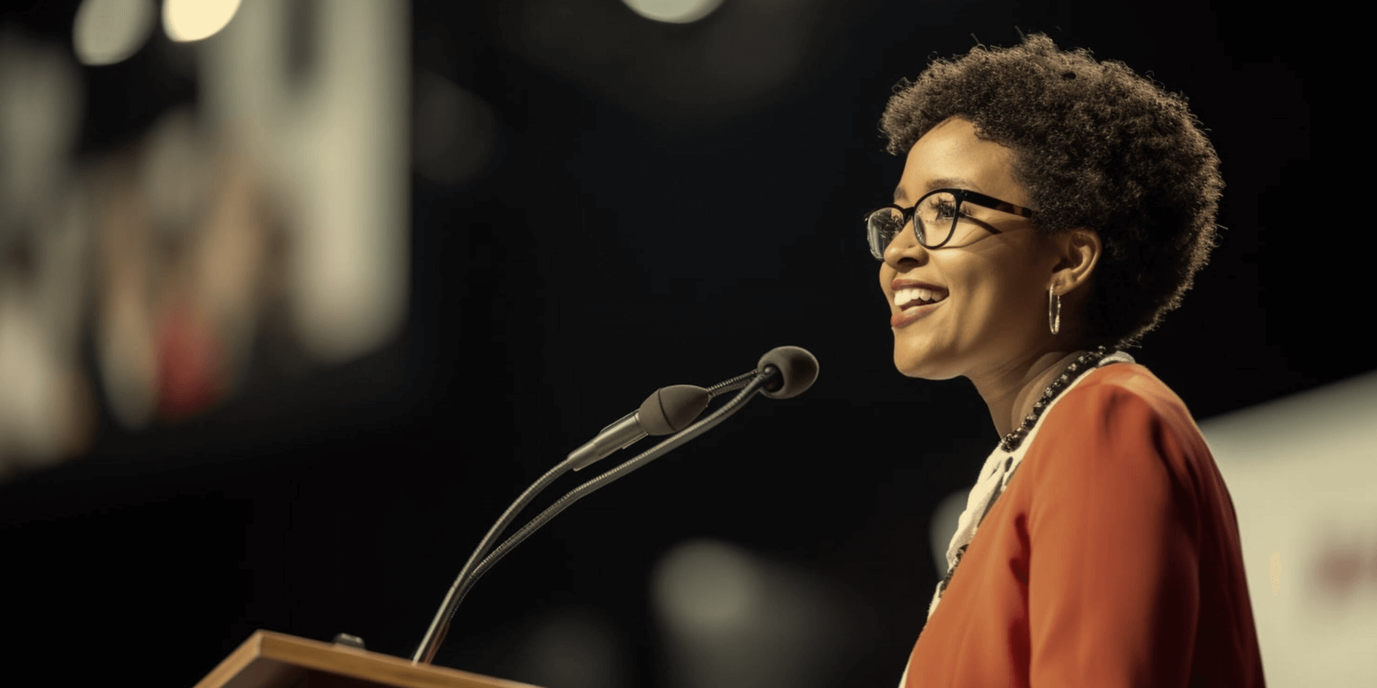 A keynote speaker presenting at a conference